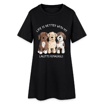 Life Is Better With My Lagotto - Frauen T-Shirt-Kleid - Schwarz - Vorne