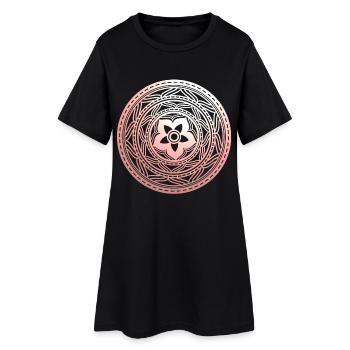 Pastel Floral Mandala Pattern - Women’s T-Shirt Dress - black - Front