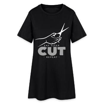 Coupe de sommeil – Motif coiffeur - Robe T-shirt Femme - noir - Devant