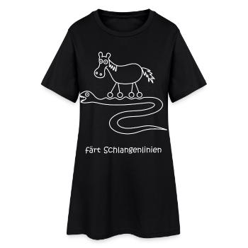 färt Schlangenlinien, Pferd mit Rädern, Schlange - Frauen T-Shirt-Kleid - Schwarz - Vorne
