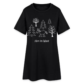 färt im Wald, Pferd mit Rädern im Wald, Bäume Baum - Frauen T-Shirt-Kleid - Schwarz - Vorne