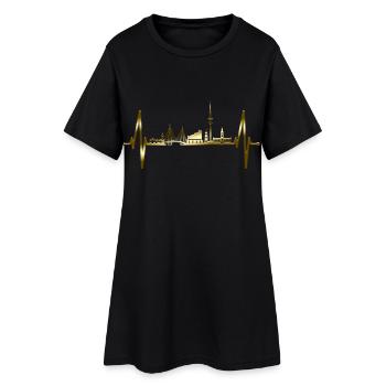 Hambourg Skyline battement de coeur Hamburger Port Or - Robe T-shirt Femme - noir - Devant