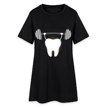 Tooth Force Weight Lifting Motif - Women’s T-Shirt Dress - black - Front