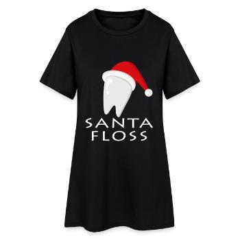 Santa Floss Zahnweihnachtslogo - Frauen T-Shirt-Kleid - Schwarz - Vorne