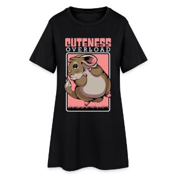 Cute Mouse Abundance Chinchilla - Women’s T-Shirt Dress - black - Front