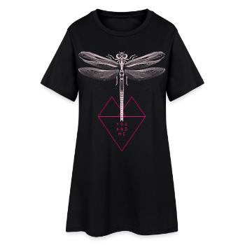 Dragonfly tatouage ailes ange libellule coeur femme rose - Robe T-shirt Femme - noir - Devant