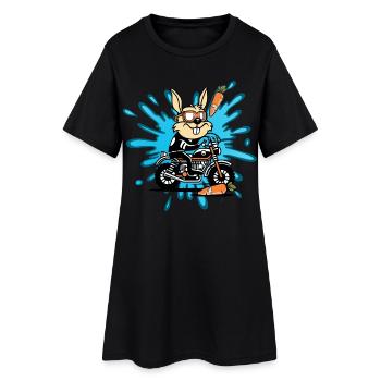 Bunny rabbit motorcycle gift - Women’s T-Shirt Dress - black - Front