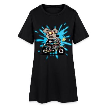 Souris rat fromage moto bande dessinée bande dessinée - Robe T-shirt Femme - noir - Devant