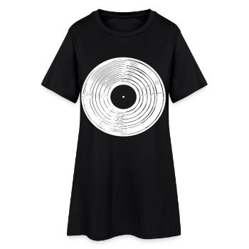 Schallplatten Silhouette - Frauen T-Shirt-Kleid - Schwarz - Vorne