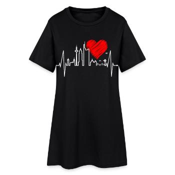 Francfort skyline battement de coeur fan love heart Hessen - Robe T-shirt Femme - noir - Devant