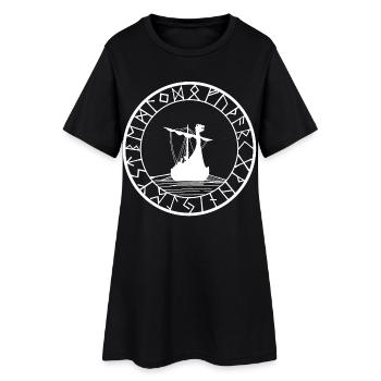 Drakkar viking blanc et boussole - Robe T-shirt Femme - noir - Devant