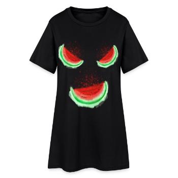 Sourire de melon - Robe T-shirt Femme - noir - Devant