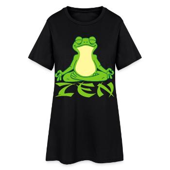 Frosch und Yoga - Frauen T-Shirt-Kleid - Schwarz - Vorne