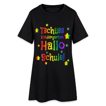 Tschüss Kindergarten Hallo Schule - Einschulung - Frauen T-Shirt-Kleid - Schwarz - Vorne
