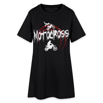 Motocross - Frauen T-Shirt-Kleid - Schwarz - Vorne