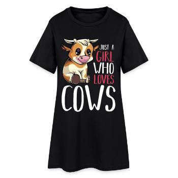 Kuhliebhaberin Motiv Mädchen - Frauen T-Shirt-Kleid - Schwarz - Vorne