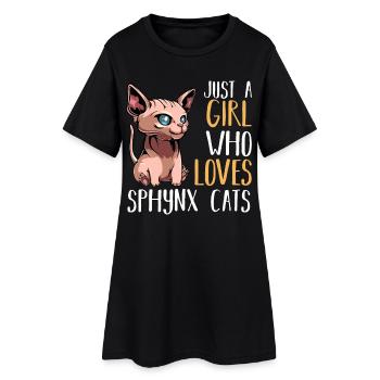 Sphynx Katzenliebe Shirt - Frauen T-Shirt-Kleid - Schwarz - Vorne