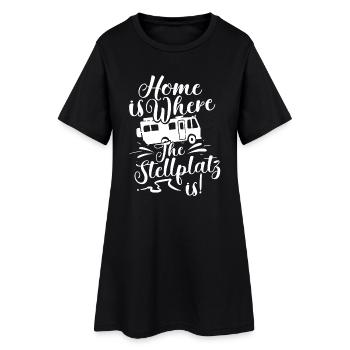 Camper Camping - Frauen T-Shirt-Kleid - Schwarz - Vorne