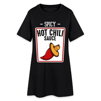 Illustration de sauce pimentée épicée - Robe T-shirt Femme - noir - Devant