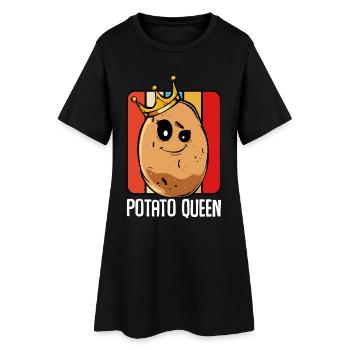Potato Queen Cartoon - Women’s T-Shirt Dress - black - Front