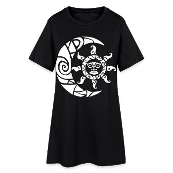 Moon, sun and nature (white) - Women’s T-Shirt Dress - black - Front