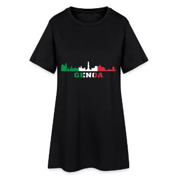 Genoa City Skyline Italy Landmark, Gênes Italie - Robe T-shirt Femme - noir - Devant