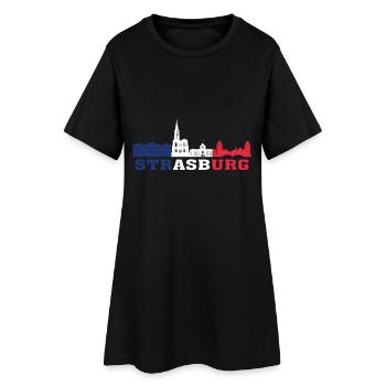 Carte de repère de la ville de Strasbourg France Skyline - Robe T-shirt Femme - noir - Devant