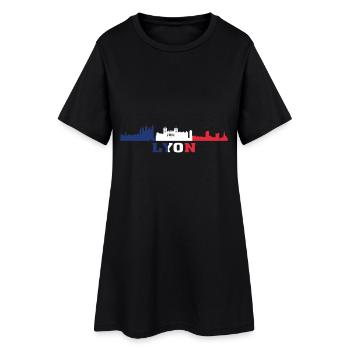 Lyon City Skyline Frankreich Wahrzeichen Karte - Frauen T-Shirt-Kleid - Schwarz - Vorne