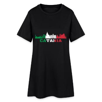 Catane ville Skyline Italie Landmark Catane Italie - Robe T-shirt Femme - noir - Devant