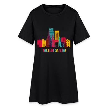 Varsovie Pologne Capitale Skyline Warszawa Polska - Robe T-shirt Femme - noir - Devant