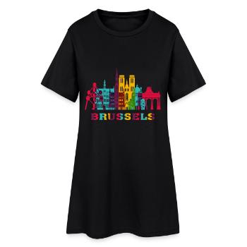 Bruxelles ville Skyline Belgique Landmark - Robe T-shirt Femme - noir - Devant