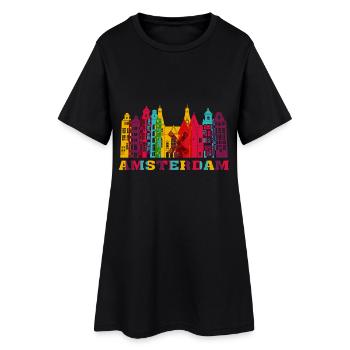 Amsterdam City Skyline Pays-Bas Landmark - Robe T-shirt Femme - noir - Devant