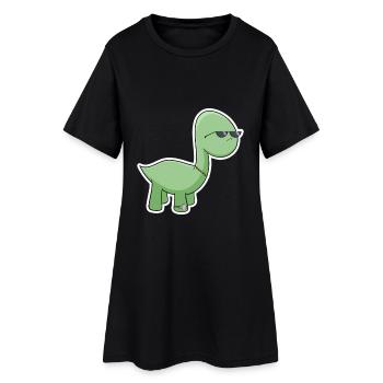 Dino avec lunettes de soleil - Robe T-shirt Femme - noir - Devant