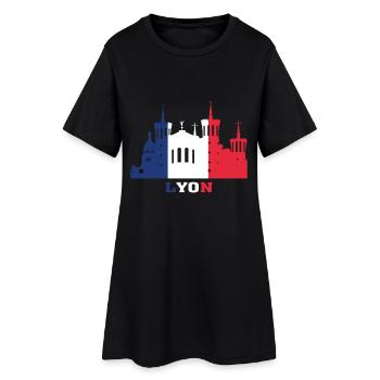 Lyon City Skyline France Landmark Map - Robe T-shirt Femme - noir - Devant