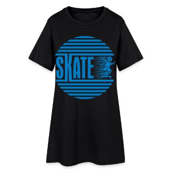 Patinage rétro rétro circulaire bleu - Robe T-shirt Femme - noir - Devant