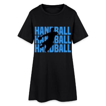 Handball Silhouette Neon Blau - Frauen T-Shirt-Kleid - Schwarz - Vorne