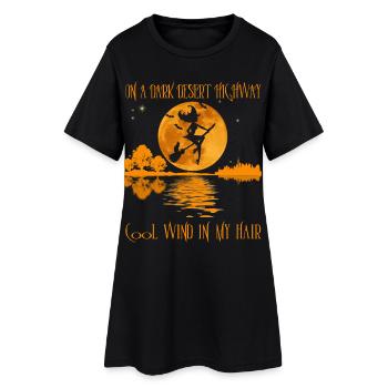 sur une route du désert sombre sorcière drôle halloween - Robe T-shirt Femme - noir - Devant