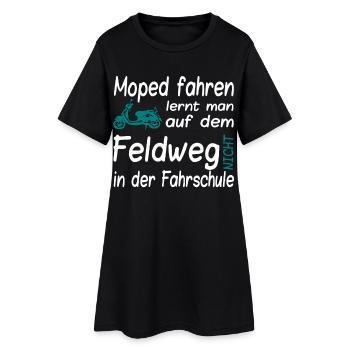 Moped Lernen auf dem Feldweg - Frauen T-Shirt-Kleid - Schwarz - Vorne