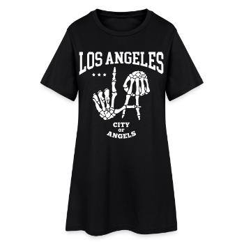Los Angeles la Stadt der Engel - Frauen T-Shirt-Kleid - Schwarz - Vorne