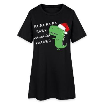 Dinosaurier Weihnachten - Frauen T-Shirt-Kleid - Schwarz - Vorne