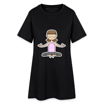 Dessin animé de méditation - Robe T-shirt Femme - noir - Devant