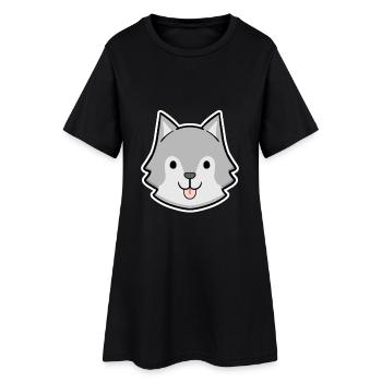 Autocollant tête husky heureuse - Robe T-shirt Femme - noir - Devant