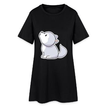 Wolf - Frauen T-Shirt-Kleid - Schwarz - Vorne