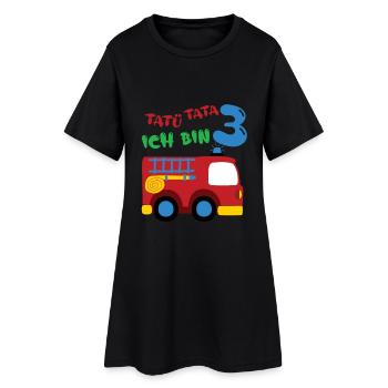 Feuerwehrauto Drei Geburtstag - Frauen T-Shirt-Kleid - Schwarz - Vorne