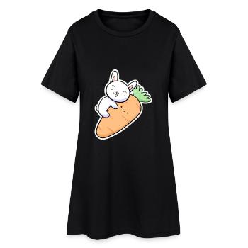 Karotte-Kaninchen - Frauen T-Shirt-Kleid - Schwarz - Vorne