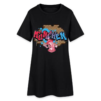 München Graffiti - Frauen T-Shirt-Kleid - Schwarz - Vorne