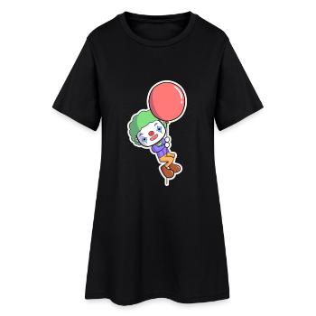 Clown mit Ballon - Frauen T-Shirt-Kleid - Schwarz - Vorne