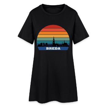 Breda Skyline Silhouette Souvenir Niederlande Flagge - Frauen T-Shirt-Kleid - Schwarz - Vorne