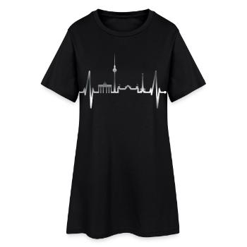 Berlin Skyline Herzschlag Herz Liebe Love Berliner - Frauen T-Shirt-Kleid - Schwarz - Vorne