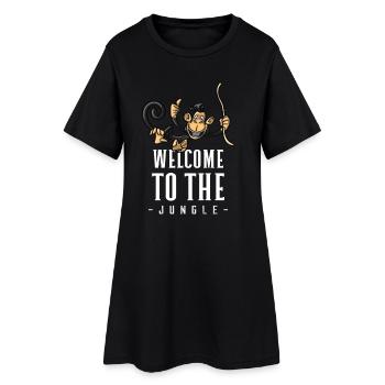 Jungle Monkey Welcome Design - Women’s T-Shirt Dress - black - Front